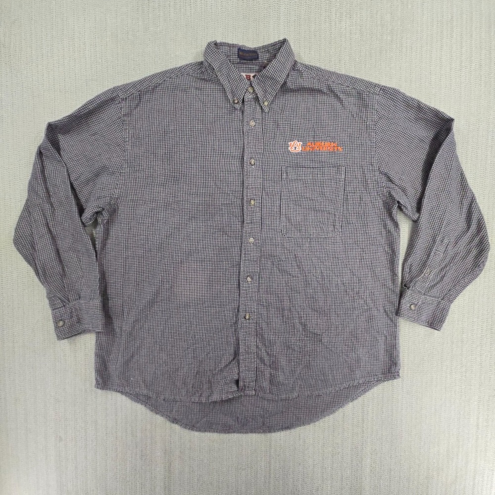 Vintage Auburn Tigers Shirt Mens Large Herringbone Long Sleeve Button Up Flannel